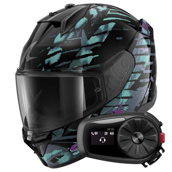 Integrale Shark D-Skwal 3 Reptaia Mat KXK + Kit Bluetooth 5S Solo
