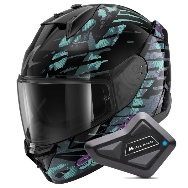 Integrale Shark D-Skwal 3 Reptaia Mat KXK + Kit Bluetooth BT Mini