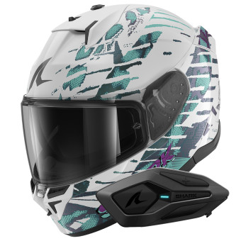 Integrale Shark D-Skwal 3 Reptaia WXW + Kit Bluetooth Sena for Shark Solo