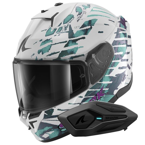 Integrale Shark D-Skwal 3 Reptaia WXW + Kit Bluetooth Sena for Shark Solo