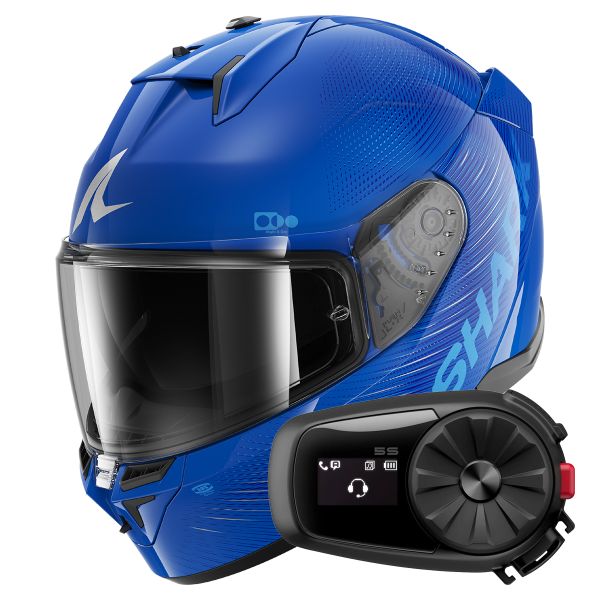 Integrale Shark D-Skwal 3 SP Lyne BSB + Kit Bluetooth 5S Solo