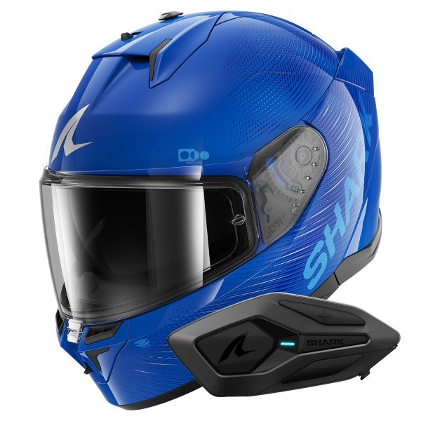 Integrale Shark D-Skwal 3 SP Lyne BSB + Kit Bluetooth Sena for Shark Solo