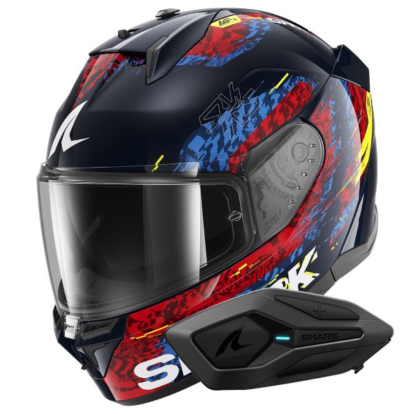Integrale Shark D-Skwal 3 Speed-Vib BRB + Kit Bluetooth Sena for Shark Solo