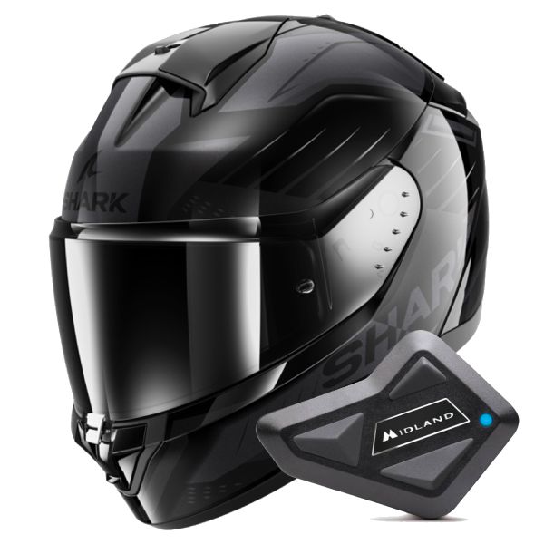 Integrale Shark Ridill 2 Bersek KAA + Kit Bluetooth BT Mini