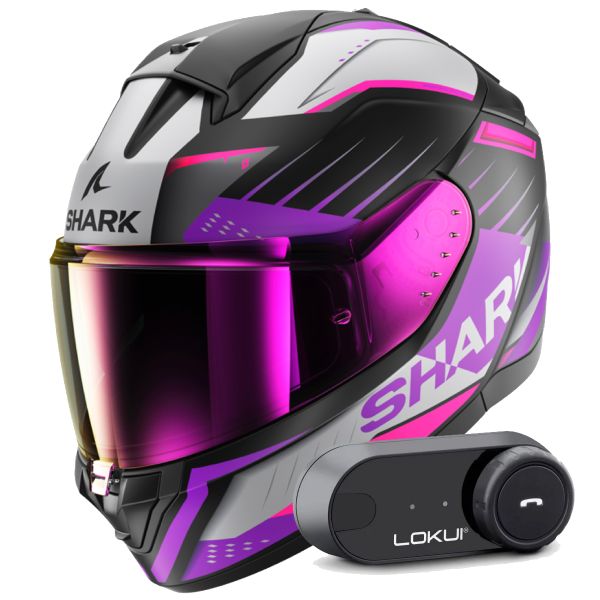 Integrale Shark Ridill 2 Bersek Mat KVV + Kit Bluetooth Lokui K30