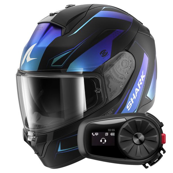 Integrale Shark Ridill 2 Mekarium Mat KBB + Kit Bluetooth 5S Solo