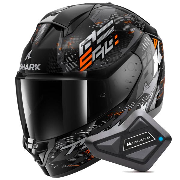 Integrale Shark Ridill 2 Molokai KSO + Kit Bluetooth BT Mini