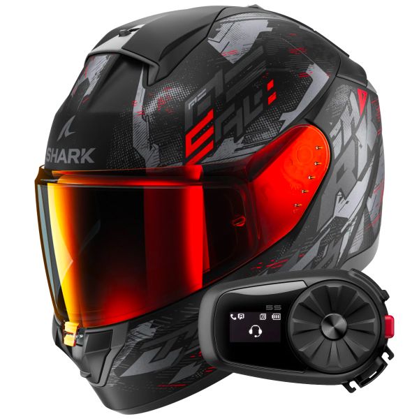 Integrale Shark Ridill 2 Molokai Mat KAR + Kit Bluetooth 5S Solo