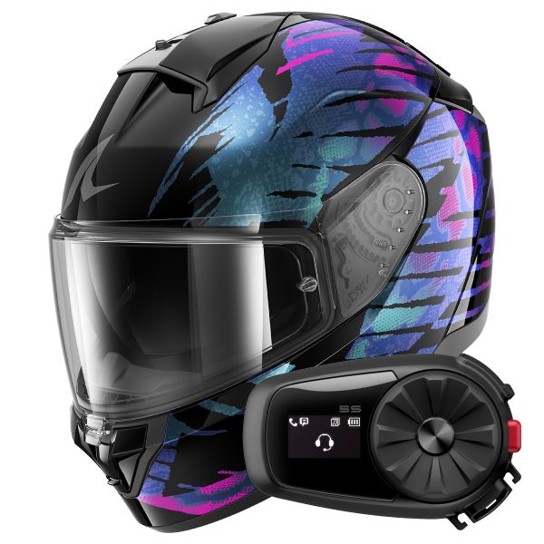 Integrale Shark Ridill 2 Reptaia KVX + Kit Bluetooth 5S Solo