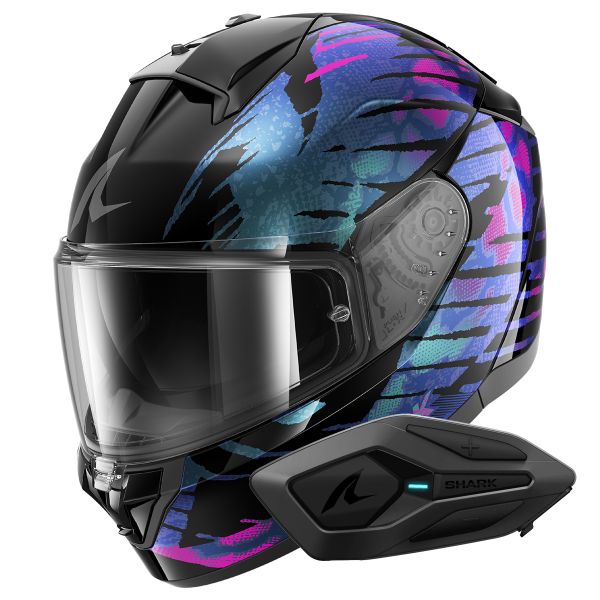 Integrale Shark Ridill 2 Reptaia KVX + Kit Bluetooth Sena for Shark Solo