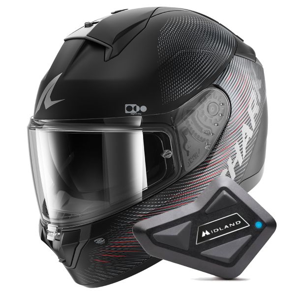Integrale Shark Ridill 2 SP Lyne Mat KAA + Kit Bluetooth BT Mini
