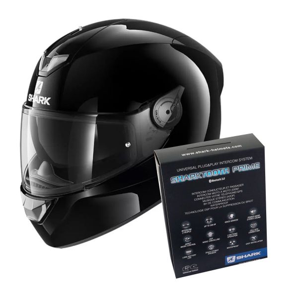 Integrale Shark Skwal 2.2 Blank BLK + Kit Bluetooth Sharktooth Prime