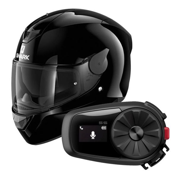 Integrale Shark Skwal 2.2 Blank BLK + Kit Bluetooth Sena 5S Solo