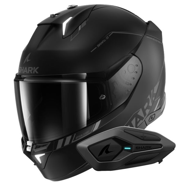 Integrale Shark Skwal i3 Blank SP Mat KAK + Kit Bluetooth Sena for Shark Solo