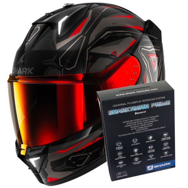 Integrale Shark Skwal i3 Linik KAR + Kit Bluetooth Sharktooth Prime