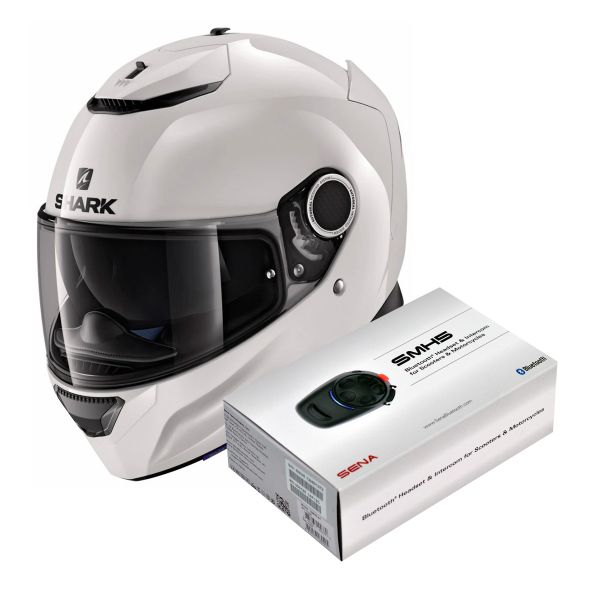 Integrale Shark Spartan 1.2 Blank WHU + Kit Bluetooth Sena SMH5