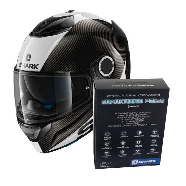 Pack Casco Moto + Kit Bluetooth : Shark Spartan Carbon 1.2 Skin DWS + Kit  Bluetooth Sharktooth Prime | iCasque.it