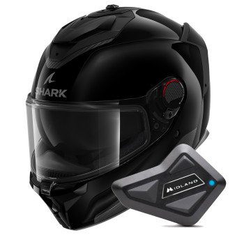 Casque Integrale Shark Spartan GT Pro Blank BLK + Kit Bluetooth BT Mini Casque Integrale Shark Spartan GT Pro Blank BLK + Kit Bluetooth BT Mini