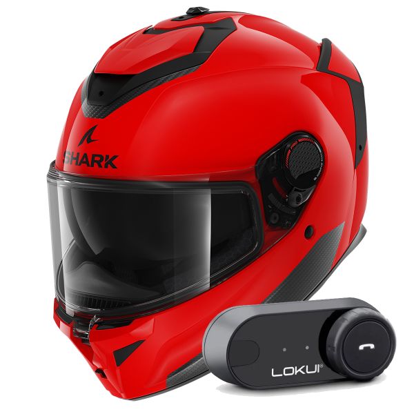 Integrale Shark Spartan GT Pro Blank RED + Kit Bluetooth Lokui K30