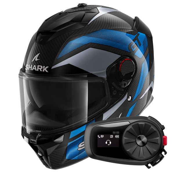 Integrale Shark Spartan GT Pro Ritmo Carbon DBU + Kit Bluetooth 5S Solo