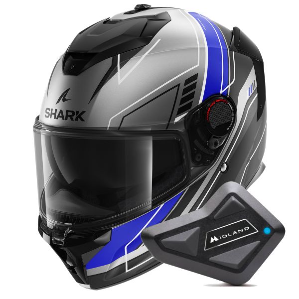 Integrale Shark Spartan GT Pro Toryan Mat ABK + Kit Bluetooth BT Mini
