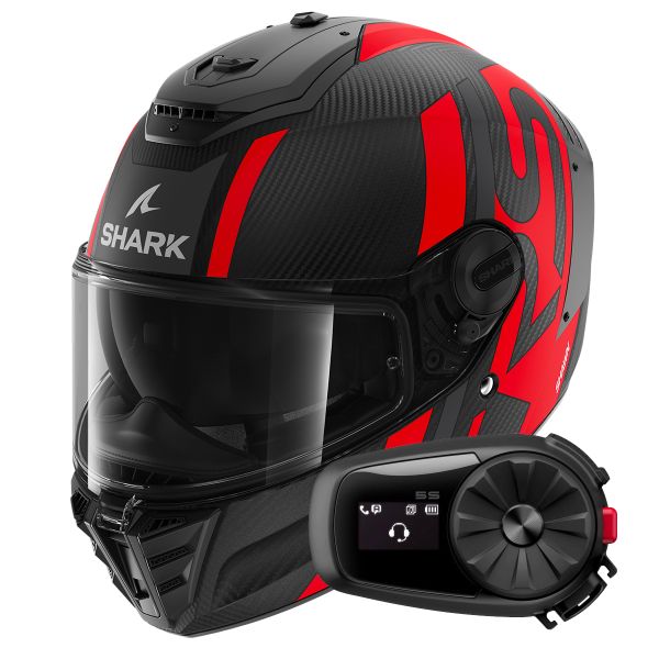 Integrale Shark Spartan RS Carbon Shawn Mat DAR + Kit Bluetooth 5S Solo