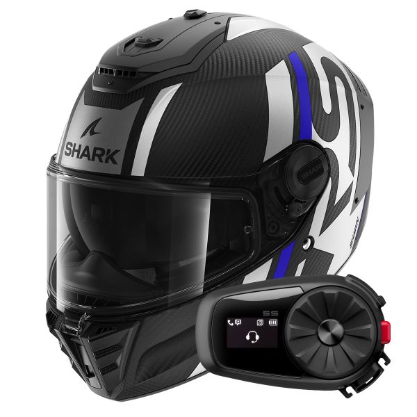Integrale Shark Spartan RS Carbon Shawn Mat DBS + Kit Bluetooth 5S Solo