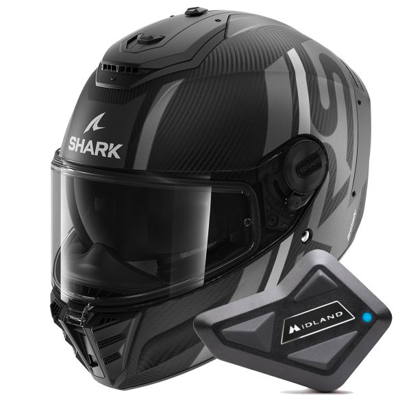 Integrale Shark Spartan RS Carbon Shawn Mat DSA + Kit Bluetooth BT Mini