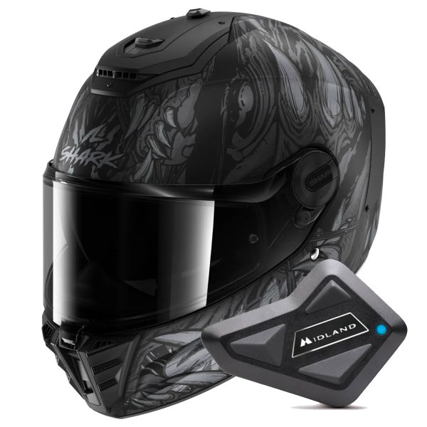 Integrale Shark Spartan RS Shaytan Mat KAA + Kit Bluetooth BT Mini