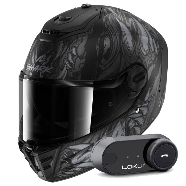 Integrale Shark Spartan RS Shaytan Mat KAA + Kit Bluetooth Lokui K30