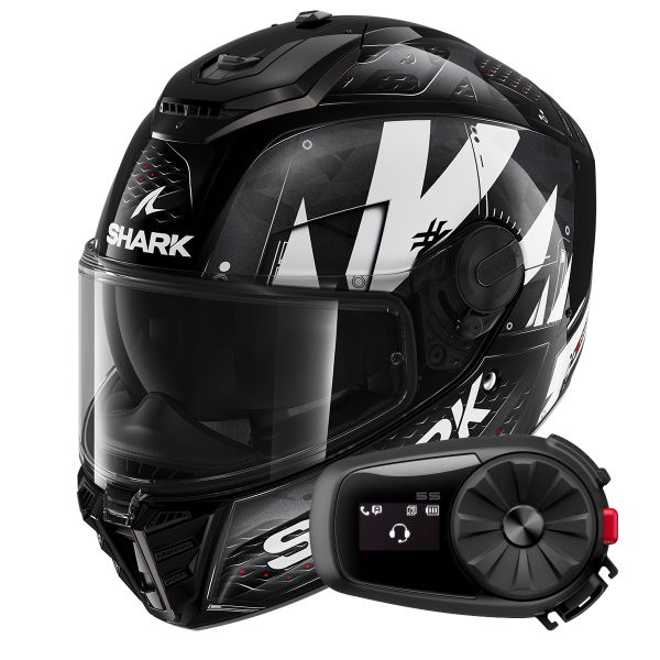 Integrale Shark Spartan RS Styngrey KWA + Kit Bluetooth 5S Solo