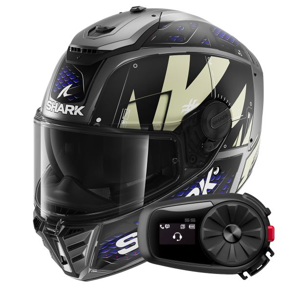 Integrale Shark Spartan RS Styngrey Mat AAB + Kit Bluetooth 5S Solo