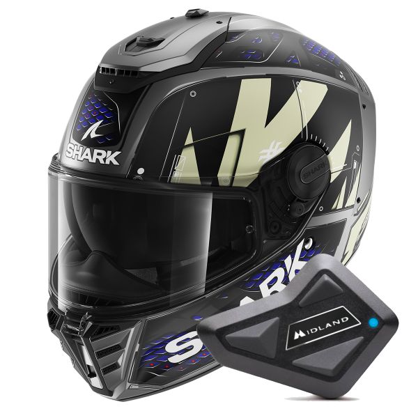 Integrale Shark Spartan RS Styngrey Mat AAB + Kit Bluetooth BT Mini