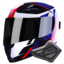Casque Integrale Stormer Wise Runner Blue Red White Pearly + Kit Bluetooth BT Mini