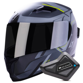 Integrale Stormer Wise Runner Grey Neon Yellow Matt + Kit Bluetooth BT Mini