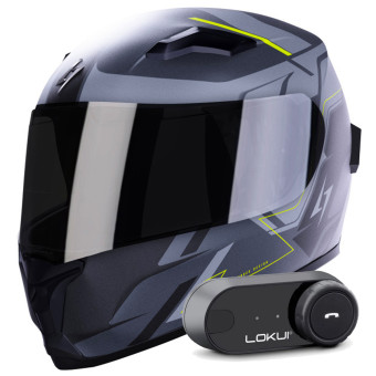 Integrale Stormer Wise Runner Grey Neon Yellow Matt + Kit Bluetooth Lokui K30