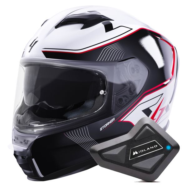 Integrale Stormer ZS 1001 Taken White Red Pearly + Kit Bluetooth BT Mini