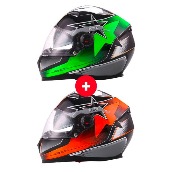 Integrale Torx Clint Pilot Black Orange Fluo + Clint Pilot Black Green Fluo