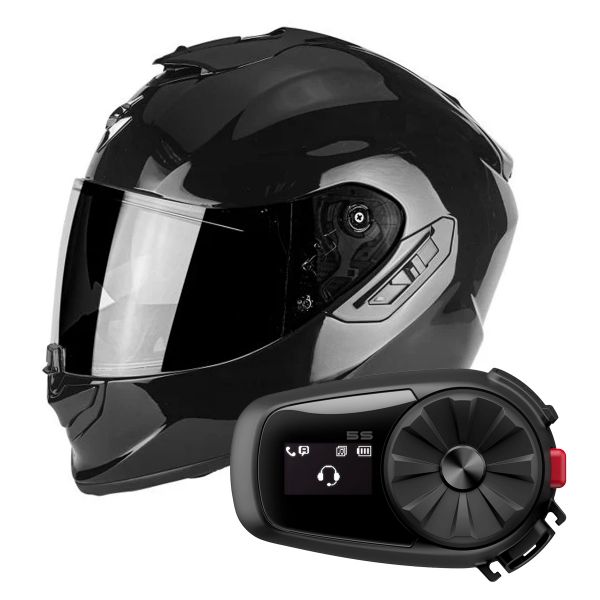 Pack Casco Moto + Kit Bluetooth : Scorpion Exo 1400 Air Black + Kit  Bluetooth 5S Solo | iCasque.it