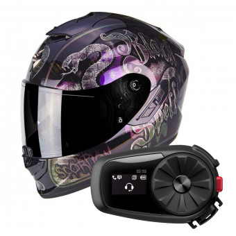 Integrale Scorpion Exo 1400 Air Blackspell Chameleon Black + Kit Bluetooth Sena 5S Solo