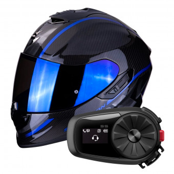 Integrale Scorpion Exo 1400 Air Carbon Grand Blu + Kit Bluetooth Sena 5S Solo