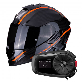 Integrale Scorpion Exo 1400 Air Carbon Grand Orange + Kit Bluetooth Sena 5S Solo