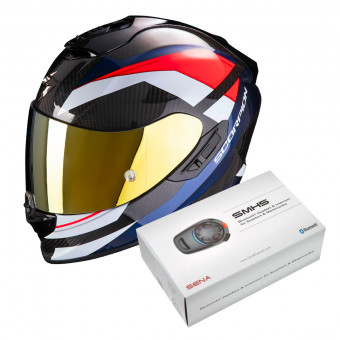 Integrale Scorpion Exo 1400 Air Carbon Legione Red Blue + Kit Bluetooth Sena SMH5