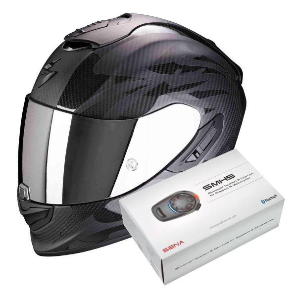 Integrale Scorpion Exo 1400 Air Carbon Obscura Matt Black + Kit Bluetooth Sena SMH5 Solo