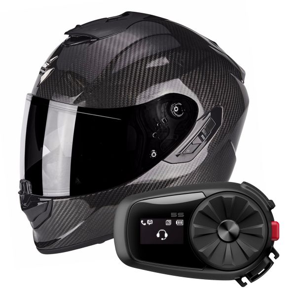 Integrale Scorpion Exo 1400 Air Carbon Solid + Kit Bluetooth Sena 5S Solo