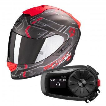 Integrale Scorpion Exo 1400 Air Spatium Matt Silver Red + Kit Bluetooth Sena 5S Solo