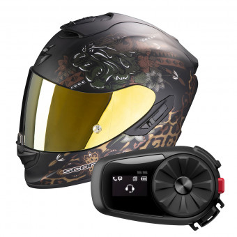 Integrale Scorpion Exo 1400 Air Toa Matt Black Gold + Kit Bluetooth Sena 5S Solo