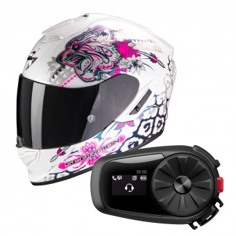 Integrale Scorpion Exo 1400 Air Toa White Pink + Kit Bluetooth Sena 5S Solo