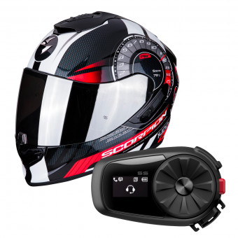 Integrale Scorpion Exo 1400 Air Torque Nero Rosso + Kit Bluetooth Sena 5S Solo
