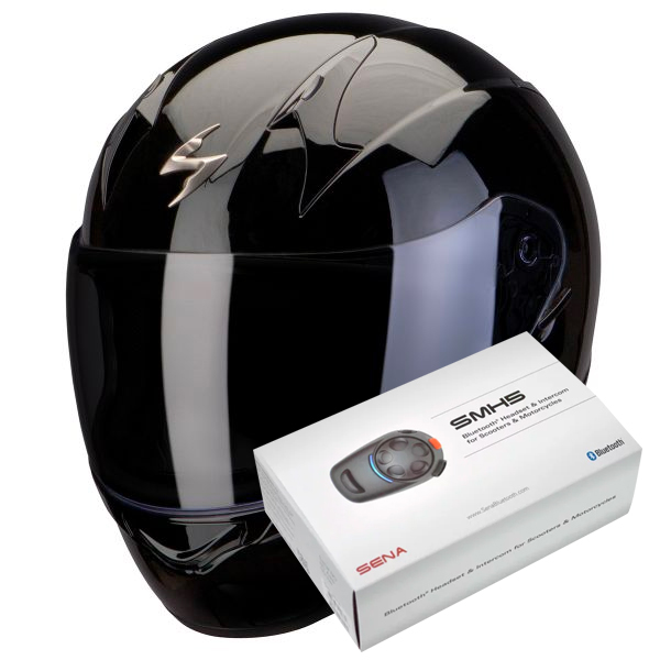 Pack Casco Moto + Kit Bluetooth : Scorpion Exo 390 Black + Kit Bluetooth  SMH5 Solo | iCasque.it
